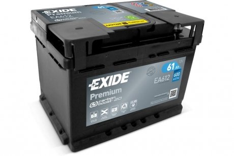 АКБ 6СТ-61 R+ (пт600) (необслуж) (низький) Premium Exide