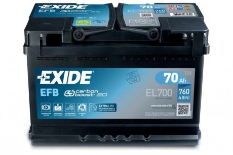 АКБ 6СТ-70 R+ (пт760) (необслуж) EFB Exide (Start/Stop)