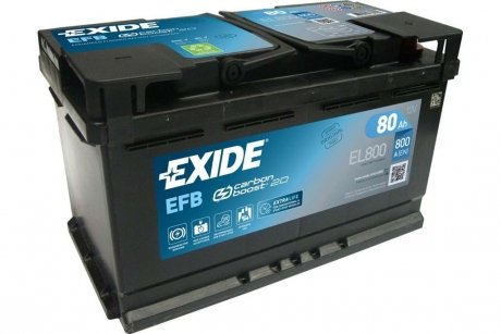 АКБ 6СТ-80 R+ (пт800) (необслуж)(315х175х190) EFB Exide (Start/Stop)